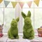 2Pcs Easter Moss Bunny Figurine, Flocked Rabbit Statue Figurine, Green Imitation Moss Rabbit Sculpture, for Easter Festival Garden Yard Home Party Ornament Decoration